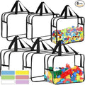 6PCS Toy Storage Bags, Clear Waterproof Toy Organizer Bags with Labels, Suitable for Storing Building Blocks, Puzzles, Stationery, and Books (6PCS L: 11.8 * 8.66 * 3.9Inch)