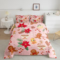 Feelyou Cute Gingerbread Man Bedding Set for Kids Boys Girls Toddler Size Christmas Trees Comforter Set Ultra Soft Candy Comforter Dessert Duvet Quilt Bedroom Decor Christmas Decor Quilt