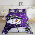 Feelyou Kids Christmas Theme Decorations Bedding Set Xmas Snowman Comforter Set for Boys Girls Snowflake Kawaii Cute Comforter Purple Quilt Set Bedroom Collection Toddler Size