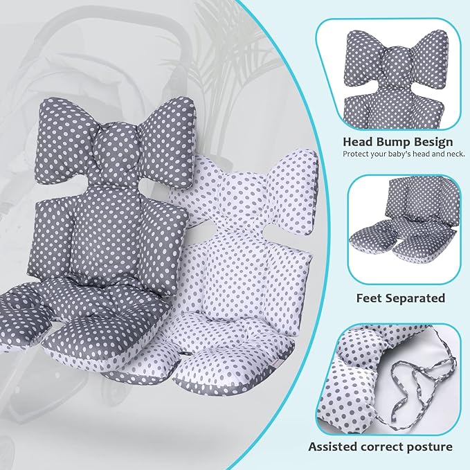 Baby Seat Pad Liner for Stroller, Universal Stroller Cushion Pad for Baby Soft and Breathable 3D Air Mesh Cotton Stroller Liner Insert Car Seat Insert (Dots)