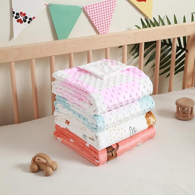 iEvolve Baby Nursery Bed Blankets Ultra Soft Double Layer Mini Blanket Minky Blanket Receiving Blankets Shower Gifts(Bear,45 * 60in)