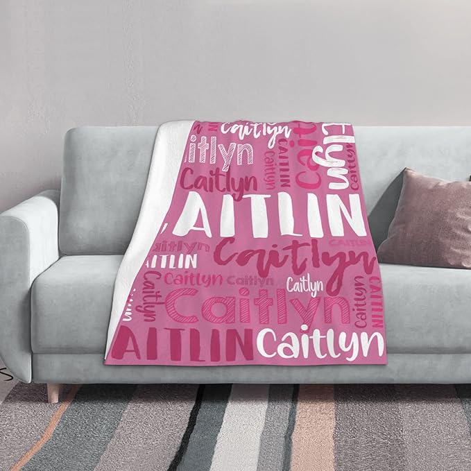 Dr.TOUGH Personalized Blankets with Name Customized Baby Blankets for Girls Boys Adults Monogrammed Blankets and Throws Christmas Birthday Mothers Fathers Valentines Day Gift (Petal Pink,50''×60'')