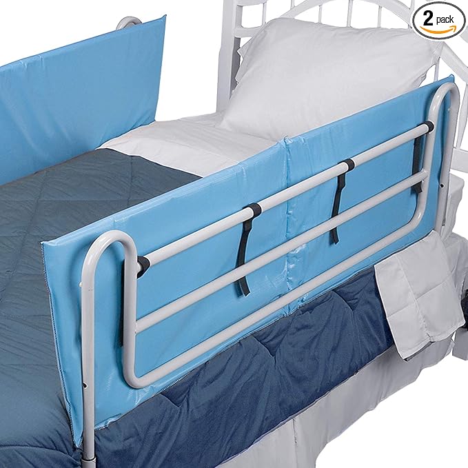 DMI Bed Rail Cover, Bed Rail Padding and Bed Bumper Pad for Elderly, Disabled or Handicapped, Rails Not included, Padded Cover Only, Blue, 60 x 15 x 0.5, 2 Count