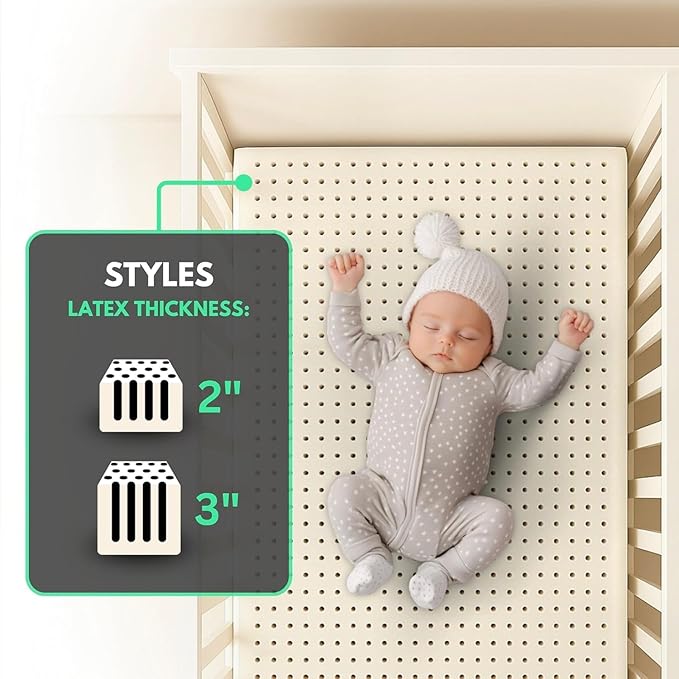 ORGANIC TEXTILES Organic Baby Mattress Topper with Organic Cotton Removable Cover - GOLS/GOTS Certified - Breathable - 3" Cradle (36"x18")