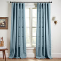 jinchan Blue Linen Blend Curtains 96 inch Length 2 Panels for Bedroom Living Room, Floor to Ceiling 50 inch Wide Farmhouse Drapes with Rod Pocket Back Tab(50W x 96L, Blue)