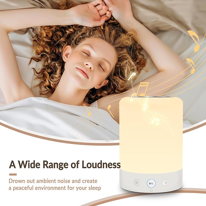 Portable White Noise Machine with Night Light-20 Non-Looping Sleep Sounds, Higher Battery, 5 Color Night Light, Timer & Memory Function for Baby Nursery, Office, Travel