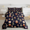 jejeloiu Xmas Nutcracker Comforter Set Full Size Christmas Dark Blue Bedding Set for Kids Boys Girls Cute Snowflakes Duvet Quilt Bedroom Decor