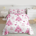 Feelyou Merry Christmas Kids Comforter Set King Size Cute Snowman Bedding Set Cartoon Bowknot Duvet Quilt for Kids Boys Girls Bedroom Christmas Tree Decor Microfiber Ultra Soft Breathable