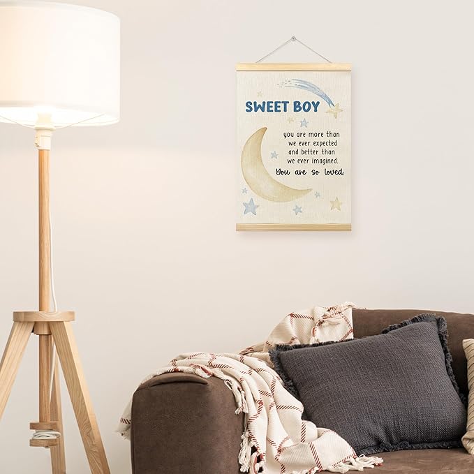 TLESKE Baby Boy Kids Room Poster Hanger Frame, Sweet Boy Hanging Wall Art Decor Framed for Bedroom Nursery Playroom, You Are Loved Wall Prints Picture Artwork Banner, 12x16