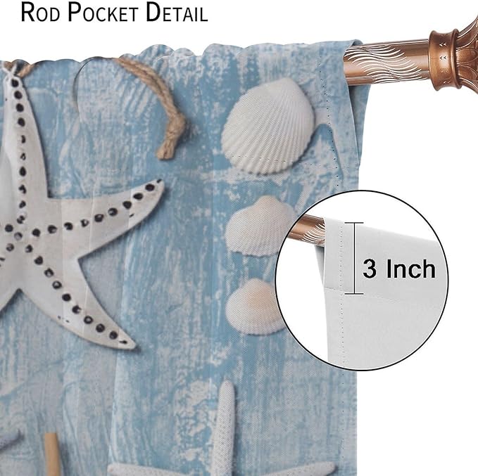 Nautical Curtain,Navy Anchor Sailing Map Starfish Seashells Bedroom Curtain,Waterproof Washable Fabric for Bedroom Decor Set 2 Panels,42x63 Inches
