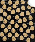 Thuswarm Cute Potato Kawaii Black Flannel Blanket Warm Cozy Soft Funny Print Throw for Bed Couch Sofa 40”×30” XSmall for Pets