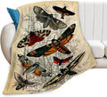Tijuboni Moth Insect Throw Blanket Moth Gifts for Girls Women Boys Men Kids Adults Soft Flannel Fleece Blanket for Couch Sofa Bed Home Decor 50"x60"