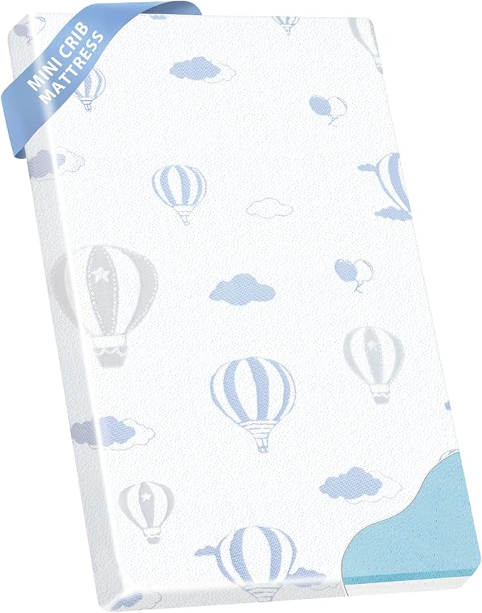 Pack and Play Mattress - 38"x26" Pack N Play Mattresses Pad with Breathable Removable Cover - Dual-Sided Memory Foam Foldable Portable Baby Crib Mattress, Balloon