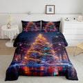 3D Christmas Tree Comforter Set Twin Size,Snowflake Glitter Polka Dot Bedding Set for Kids Boys Girls Room Decor,Merry Christmas Quilt Set 2Pcs,Xmas Neon Style Fashion Duvet Insert,1 Pillowcase
