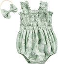 Meihuida Newborn Baby Girl Sleeveless Rompers Summer Clothes Cotton Bodysuit with Headband