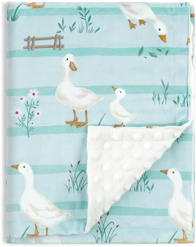 BORITAR Super Soft Baby Blanket for Boys Minky Fabric Bed Blanket with Double Layer Dotted Backing, Cute Farm Animal Design for Infant Toddler Newborn 30 x 40 Inch