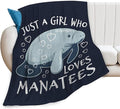 Just A Girl Who Loves Manatees Blanket Manatees Gifts for Girls Boys Woman Kids Lover Ocean Throw Blankets Soft Blanket Warm Fleece Flannel Plush Blankets for Bed Sofa Couch 60"x80"
