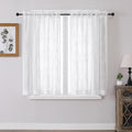 VISIONTEX White Sheer Curtains 54 Inch Length 2 Panels Set Moroccan Embroidered Curtains Trellis Decor French Textured Rod Pocket Voile Tulle Semi Window Drapes for Bedroom Living Room 54 x 54 Inches