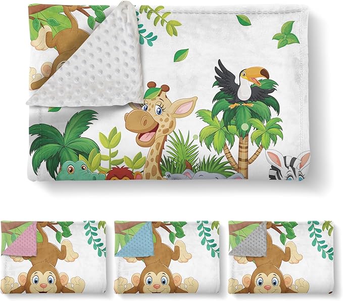 Personalized Baby Blanket with Name, Customized Blanket for Newborn Boys Girls, Woodland Animals Flannel Baby Name Blanket with Dotted Backing, Receiving Swaddle, Gifts for New Parents(30”x40)