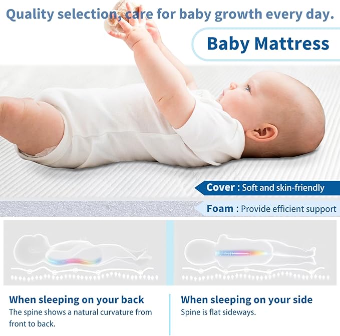 Pack and Play Mattress 38 x 26 x 1.5 inch, Soft Breathable Pack N Play Mattresses with Washable Waterproof Cover for Baby ＆Toddler, Portable Crib Mattress for Playard