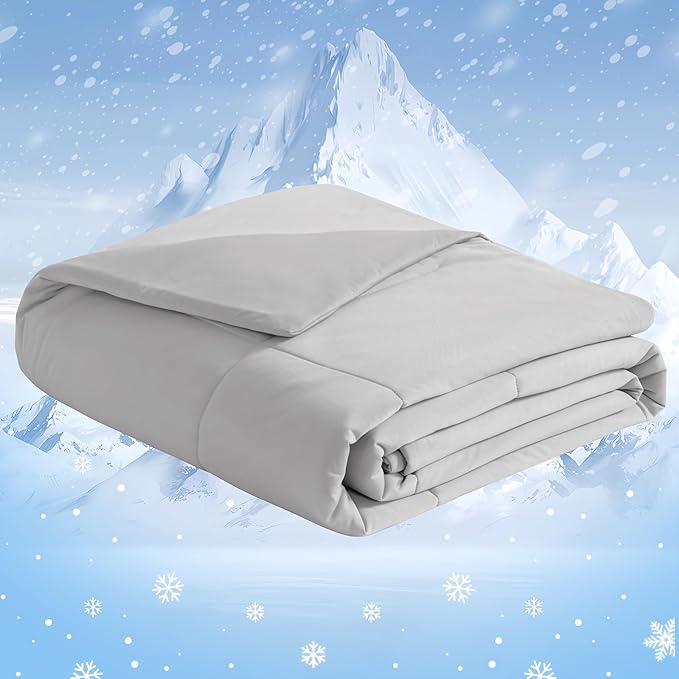 NTBAY Cooling Blanket Twin, 68x90 Inches - Lightweight Summer Bed Blanket for Hot Sleepers, Japanese Double-Sided Q-Max 0.45 Cooling Fabric, Light Grey