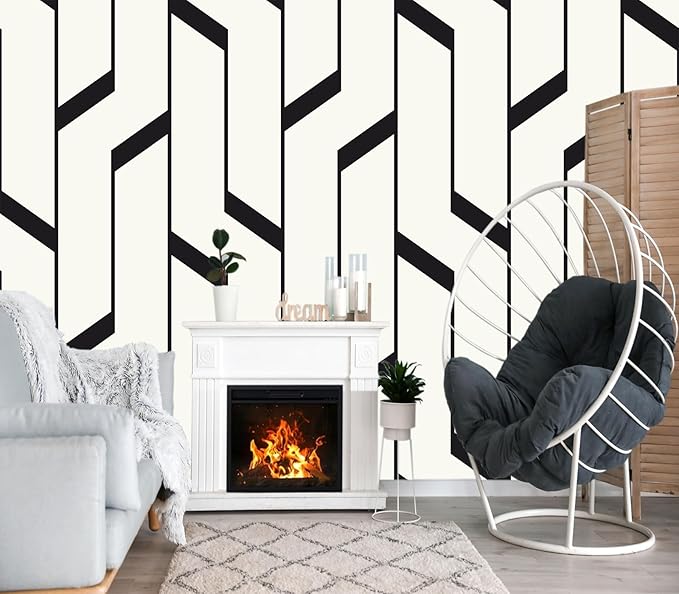 XMPMBM-Black Textured backsplash Large Decorative Geometrical Wallpaper Bedroom Bathroom Wall Mural- W 88" X H 59"（36 Square Foot）