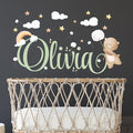Personalised Teddy Bear Name Wall Stickers – Cute Cartoon Nursery Decals for Kids, Custom Baby Room Decor Removable Vinyl Art for Boys & Girls
