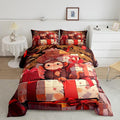 Merry Christmas Comforter Set Full Size,Cartoon Cute Monkey Bedding Set for Kids Boys Girls Room Decor,Animals Microfiber Modern Soft Quilt Set,Xmas Theme Red Luxury Duvet Insert 3Pcs,2 Pillowcases