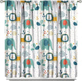 Cute Lions Blackout Curtains for Kids Bedroom,Cartoon Tropical Plants Birds Elephants Print Pattern Window Drapes,Funny Animal Thermal Insulation Curtain for Nursery Baby Room 42x54 Inch