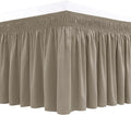 Biscaynebay Wrap Around Bed Skirts for Twin & Twin XL Beds 15" Drop, Taupe Adjustable Elastic Dust Ruffles Easy Fit Wrinkle & Fade Resistant Silky Luxurious Fabric Machine Washable