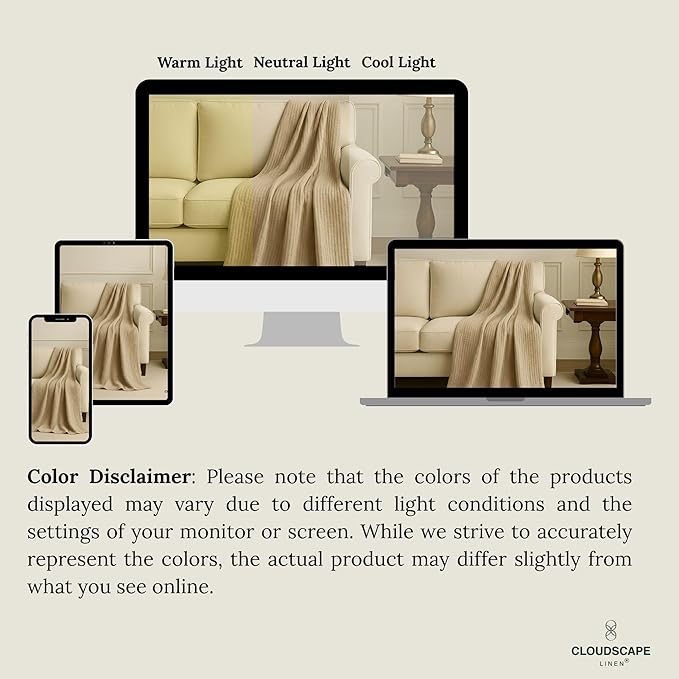 Cloud Scape Linen 4 Layer Oversized Muslin Blanket King Size - 100% Cotton, Lightweight & Breathable All Season Blanket for Bed, fits California King, 92x108, Beige Fog