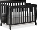 Baby Crib 5-in-1 Convertible, Wooden Cribs Converts to Toddler Bed, Daybed and Full-Size Bed, Nursery Furniture with Non-Toxic Finishes (Black)