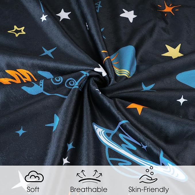 david's kids Micro Fleece Minky Baby Blanket for Boys with Double Layer and Soothing Raised Dots, Breathable and Soft Lightweight Receiving Blanket for Newborns, 30x40 Inches, Space