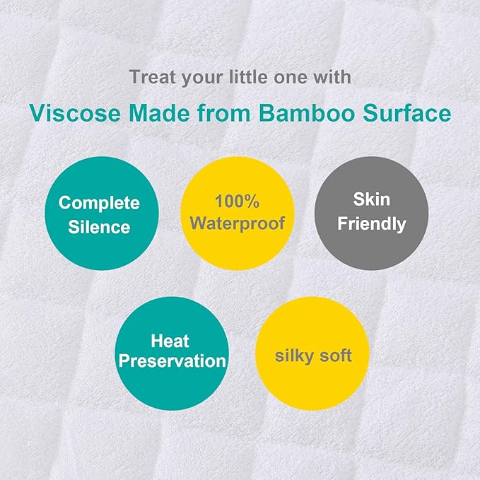 Waterproof Mattress Protector, Quilted Mattress Cover for Moses Basket Mattress & Silver Cross Stroller Bassinet Mattress, 2 Pack, Ultra Soft Surface, White