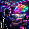 LED Cloud Light with Music Rhythm,DIY USB-Powered Thundercloud LED Light Decor for Bedroom & Gaming Room - USB Powered,Vibrant Glow, No Drill Roof for Christmas/New Year Gifts (6.56ft)