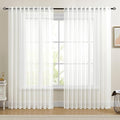 Dreaming Casa White Sheer Curtains 84 Inches Long, Rod Pocket & Back Tab Light Filtering Textured Sheers for Living Room Bedroom, 2 Panels, Each 100" W x 84" L
