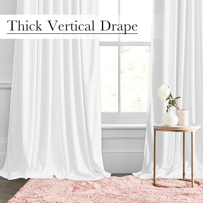 StangH White Velvet Curtains for Bedroom - Privacy Protect Light Dimming Window Curtains for Nursery Kids, Elegant Home Decors for Living Room, W52 x L84, 2 Panels