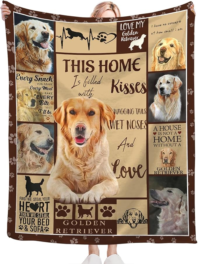 Tijuboni Golden Retriever Throw Blanket Dog Gifts for Girls Boys Women Men Kids Adults Soft Flannel Fleece Blanket for Couch Sofa Bed Home Decor 50"x60"