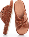Chantomoo Slippers for Women Memory Foam House Bedroom Corduroy Bow Crossbands Slipper Shoes Comfy Trendy Gift Slippers