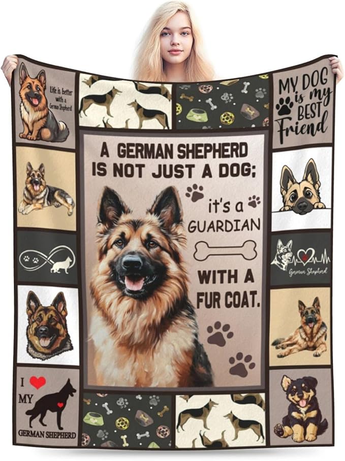 German Shepherd Decor Blanket German Shepherd Gifts Throw Blanket Super Soft Flannel Lightweight Fluffy Plush Fuzzy Fleece Blanket for Dog Lover Girl Woman Boys Kids Adults Man for Bed Sofa 50"X60"
