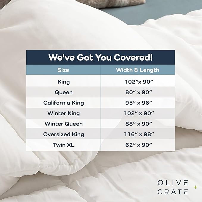 Olive + Crate 100% Viscose Derived from Bamboo Comforter - Queen Size - Hypoallergenic, Cooling & Moisture-Wicking Bedding - All Season Lightweight Plush Design - Organic Queen Comforter - 80"x 90"