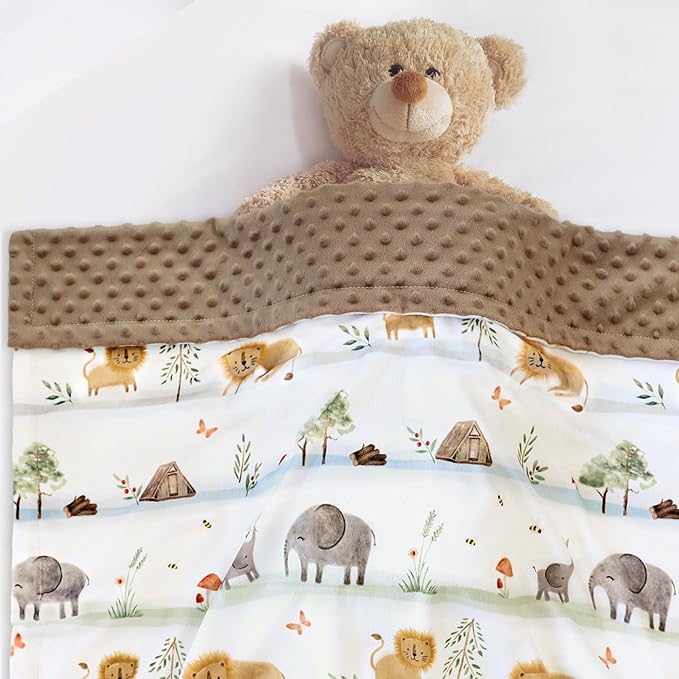 BORITAR Baby Blanket for Boys Girls, Soft Plush Minky Fabric with Double Layer Dotted Backing, Lovely Woodland Animal Pattern for Infant Toddler Newborn, 30 x 40 Inch