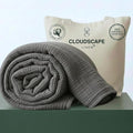 Cloud Scape Linen Oversized 4 Layer Muslin Blanket Queen Size - 100% Cotton, Lightweight & Breathable All Season Gauze, Pre-Washed, fits Full Bed, 92x92, Dark Grey