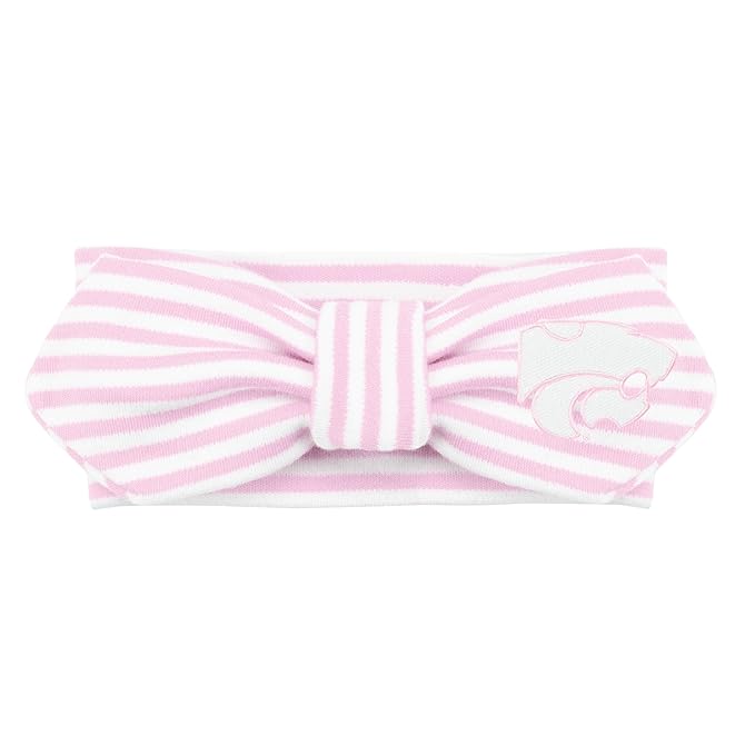 Creative Knitwear Kansas State Wildcats Infant Girls Pink/White Striped Hair Knot Headband Embroidered Logo - Size Newborn - 4T