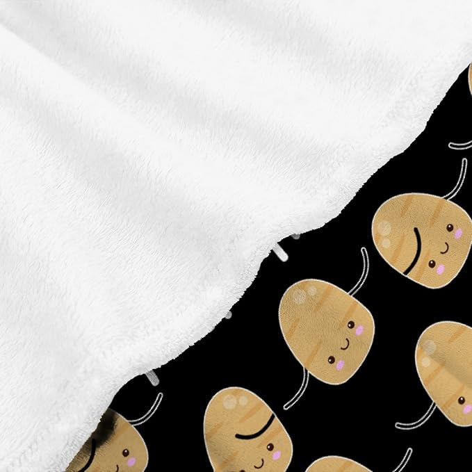 Thuswarm Custom Flannel Blanket with Text Cute Kawaii Potato with Name Customized Blankets Warm Unique Personalized Throw Souvenirs Gift of Love 50”×40” Small for Kid