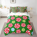 Feelyou Christmas Candy Comforter Set King Size 7 Pieces Cute Swirl Candy Bedding Set for Kids Boys Girls Red and Green Blue Sweet Bed in a Bag Reversible Xmas Decor Bedroom Quilted Breathable Soft