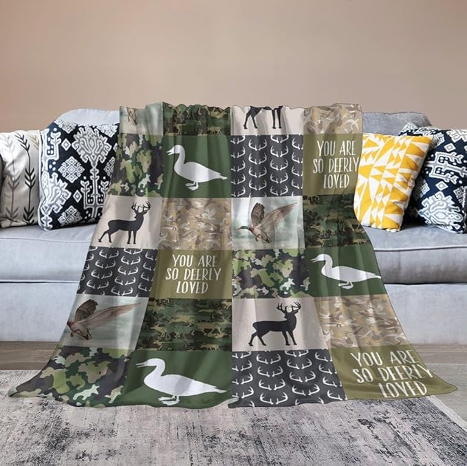 Deer & Duck Hunting Throw Blanket - Soft, Warm, Cozy Fleece for Women & Men, Adults - Couch, Sofa, Bed - 60"x80"