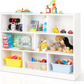 Costzon 3-Shelf Bookcase for Kids, Wooden Toy Storage Organizer for Books Toys, 8-Section Freestanding Classroom Daycare Montessori Bookshelf for Preschool, Home Playroom & Kindergarten (White)