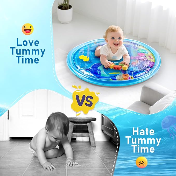 40''*40'' Tummy Time Water Mat for Babies, Extra Large Baby Water Mat for Sensory Development, Inflatable Water Play Mat Toys for Babies Toddlers 3 6 9 12 Months