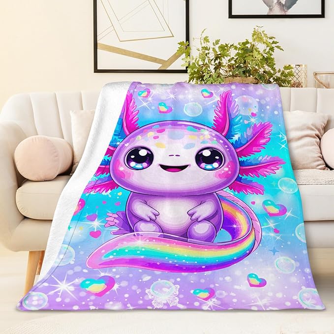 Blanket for Girls 4-6, Throw Gift for Toddler Kids Teens 40x50 Inches Soft Cozy Rainbow Animal Throw Blankets for Sofa Couch Bed Travel